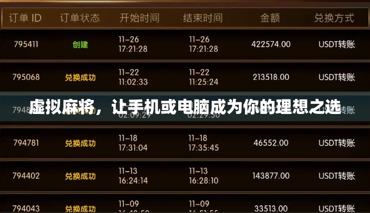 虚拟麻将，让手机或电脑成为你的理想之选