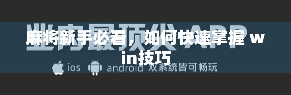 麻将新手必看，如何快速掌握 win技巧